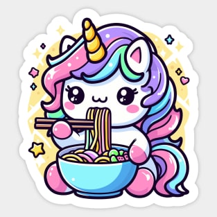 Cute Unicorn Eating Ramen Sticker